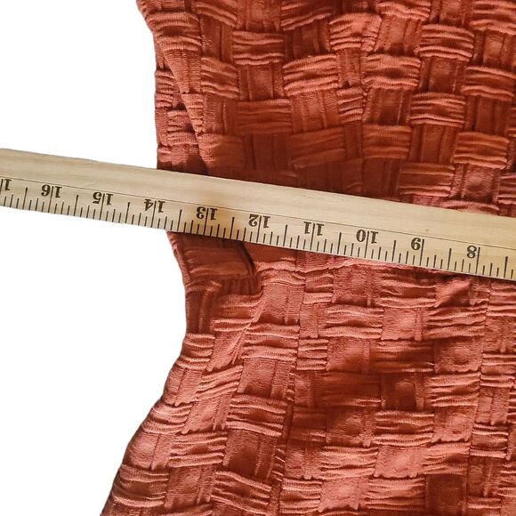Tabitha Tema Dress 0 Rust Basket Weave Knit Sleeveless Split Neck Shoulder Bows - Picture 15 of 16
